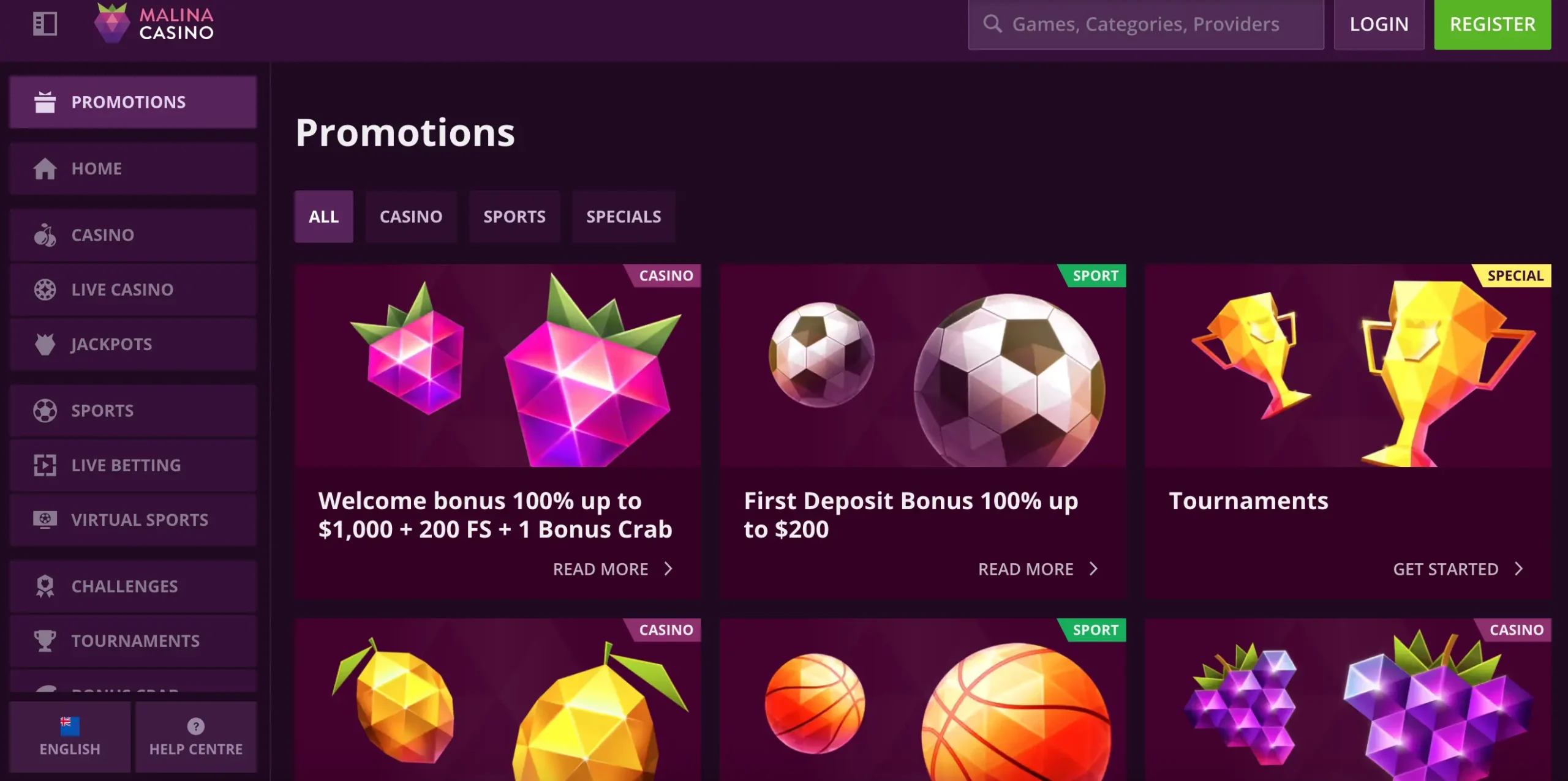 Malina casino bonus code
